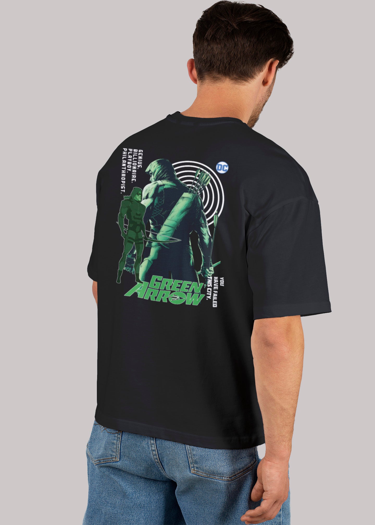 Green Arrow Graphic Printed Oversized T-shirt