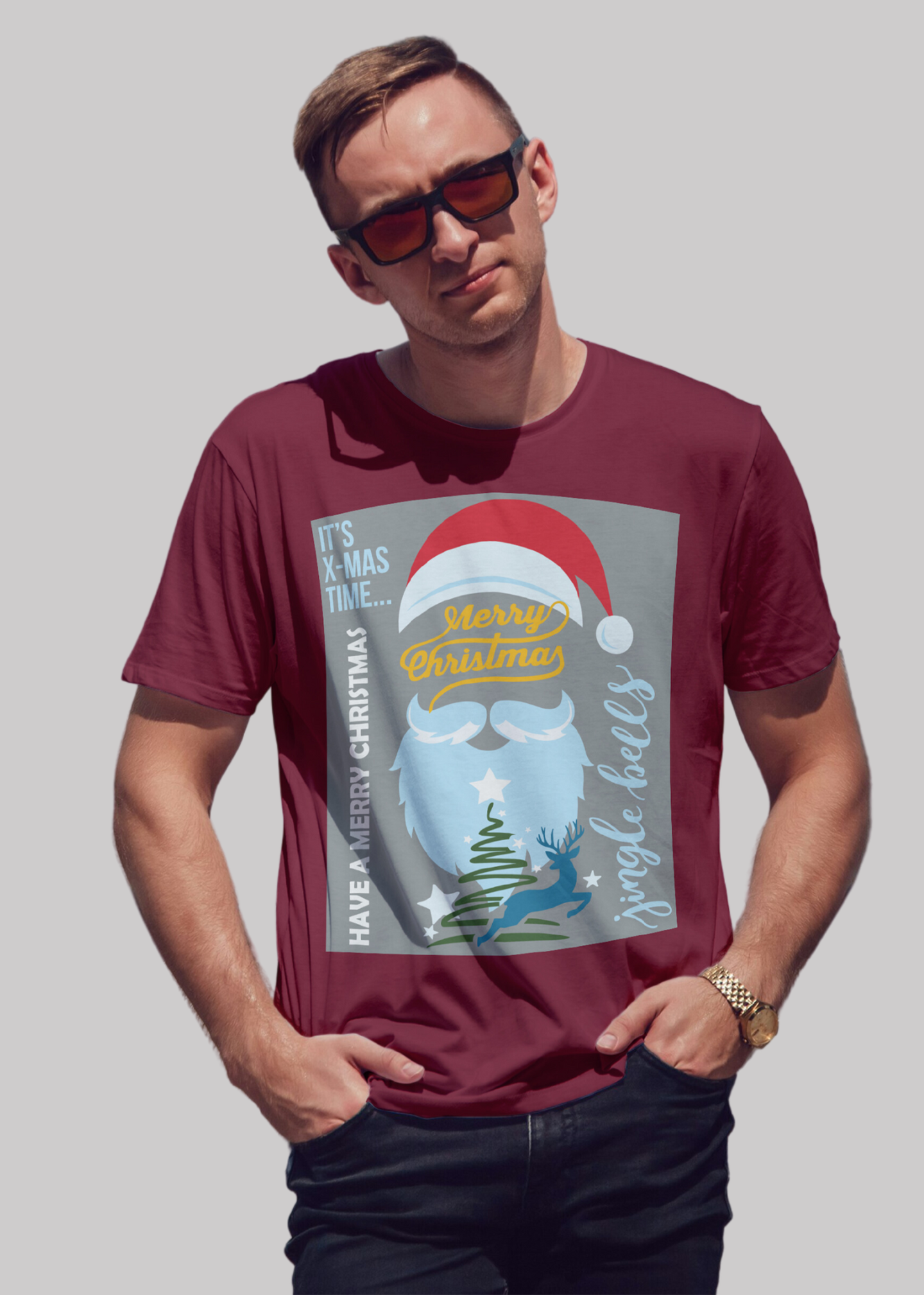 Merry Christmas Printed Half Sleeve Premium Cotton T-shirt For Men