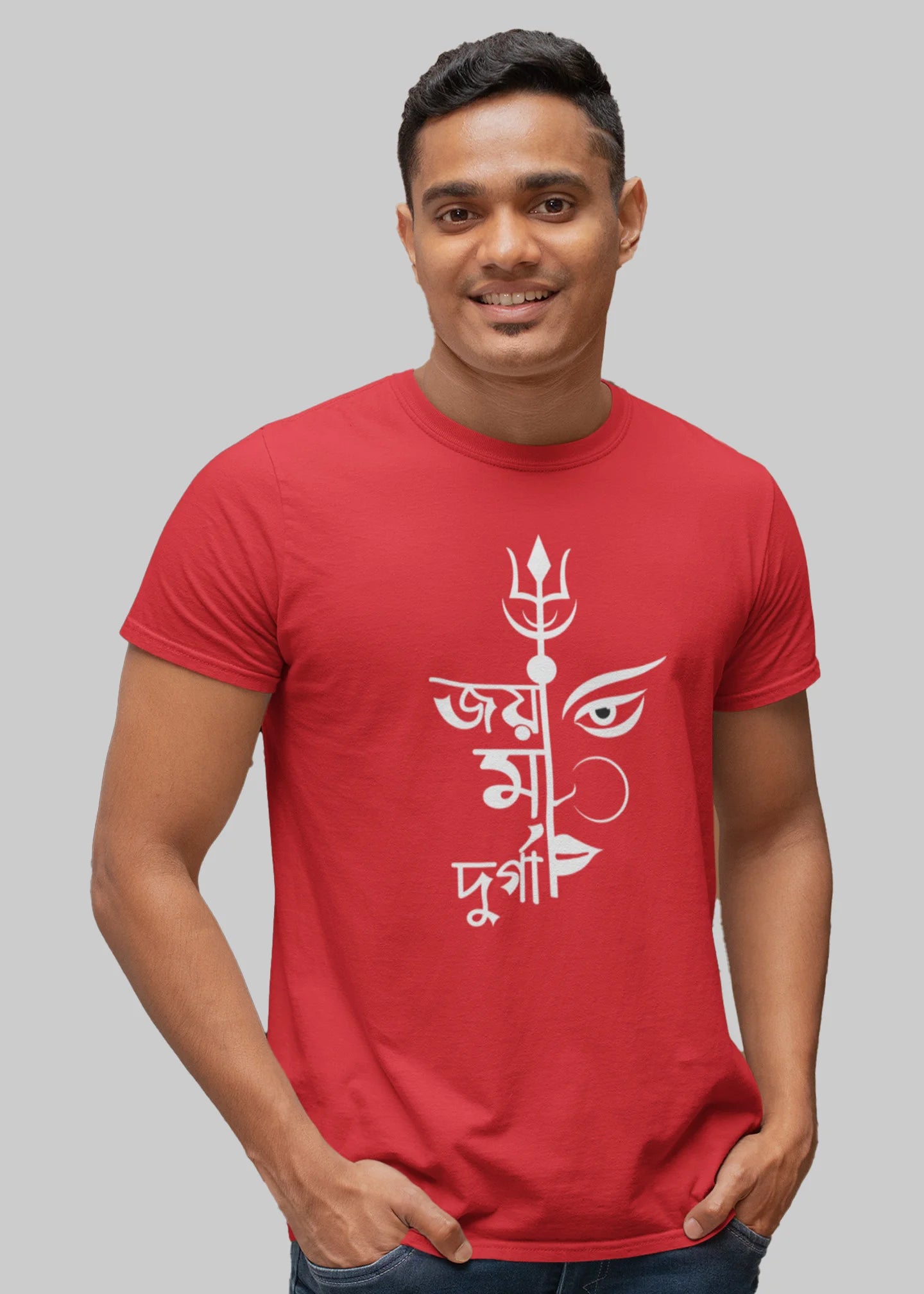 Joy Ma Durga bengali Printed Half Sleeve Premium Cotton T-shirt