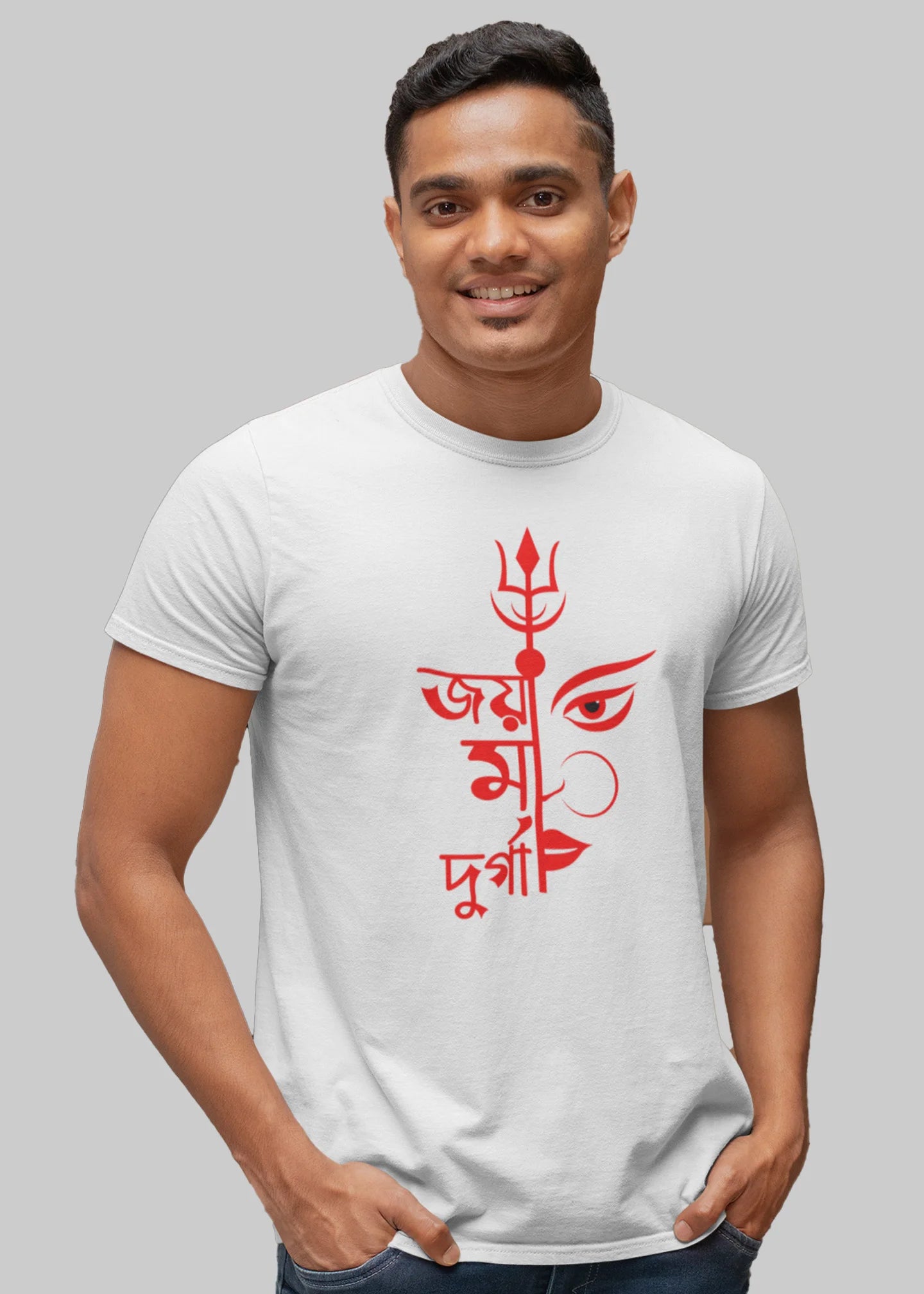 Joy Ma Durga bengali Printed Half Sleeve Premium Cotton T-shirt