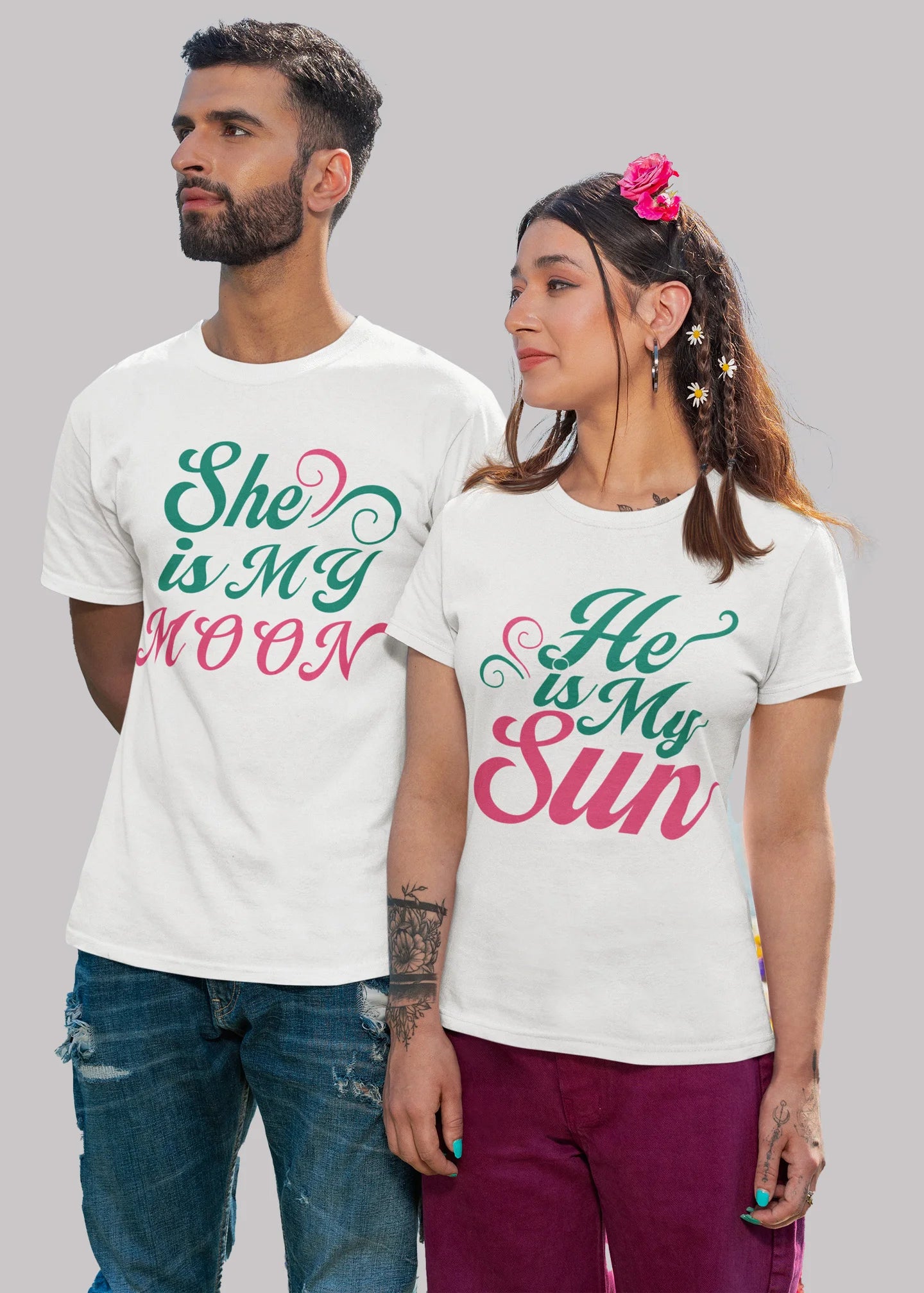 Sun and Moon Printed Couple T-shirt