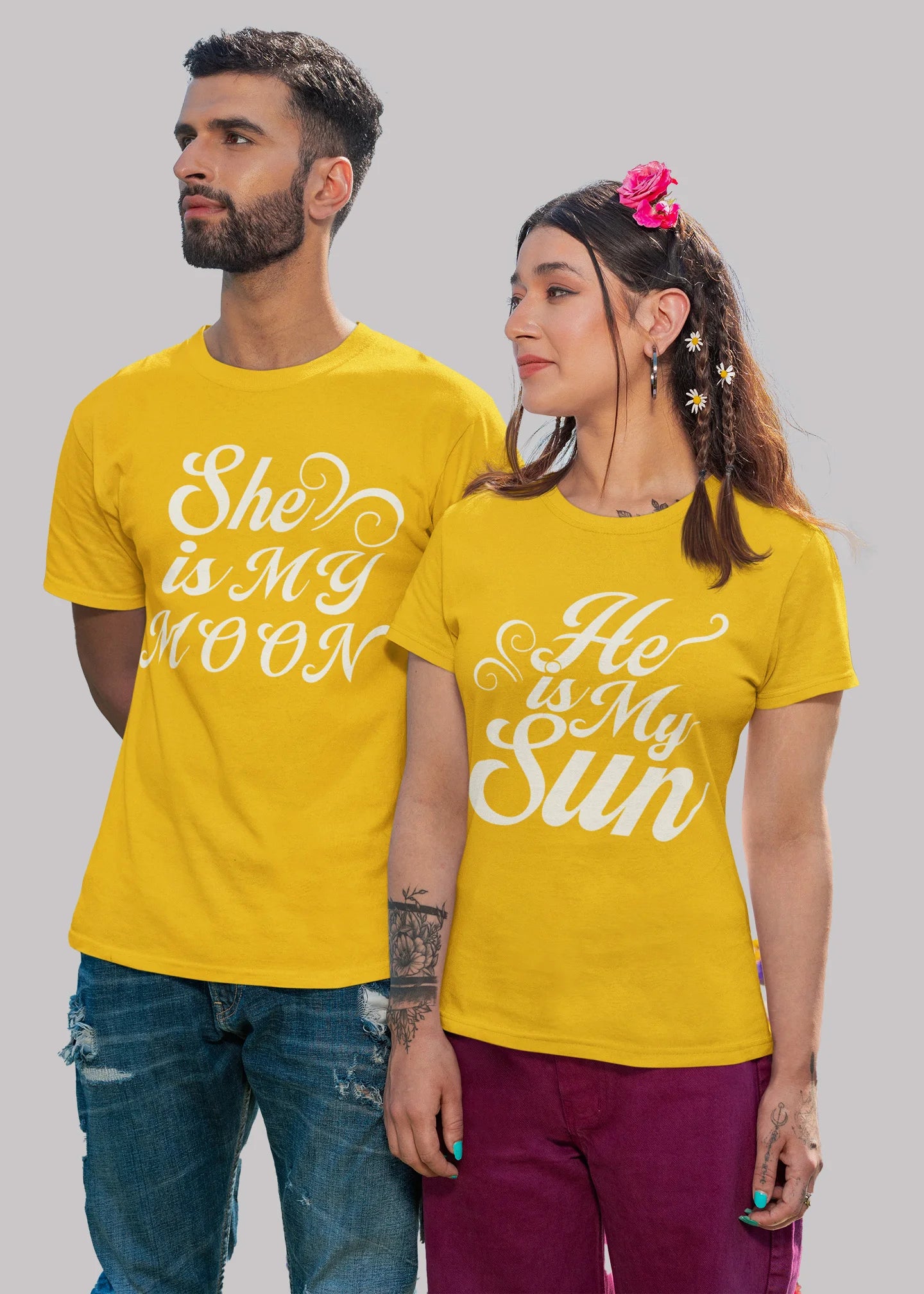 Sun and Moon Printed Couple T-shirt