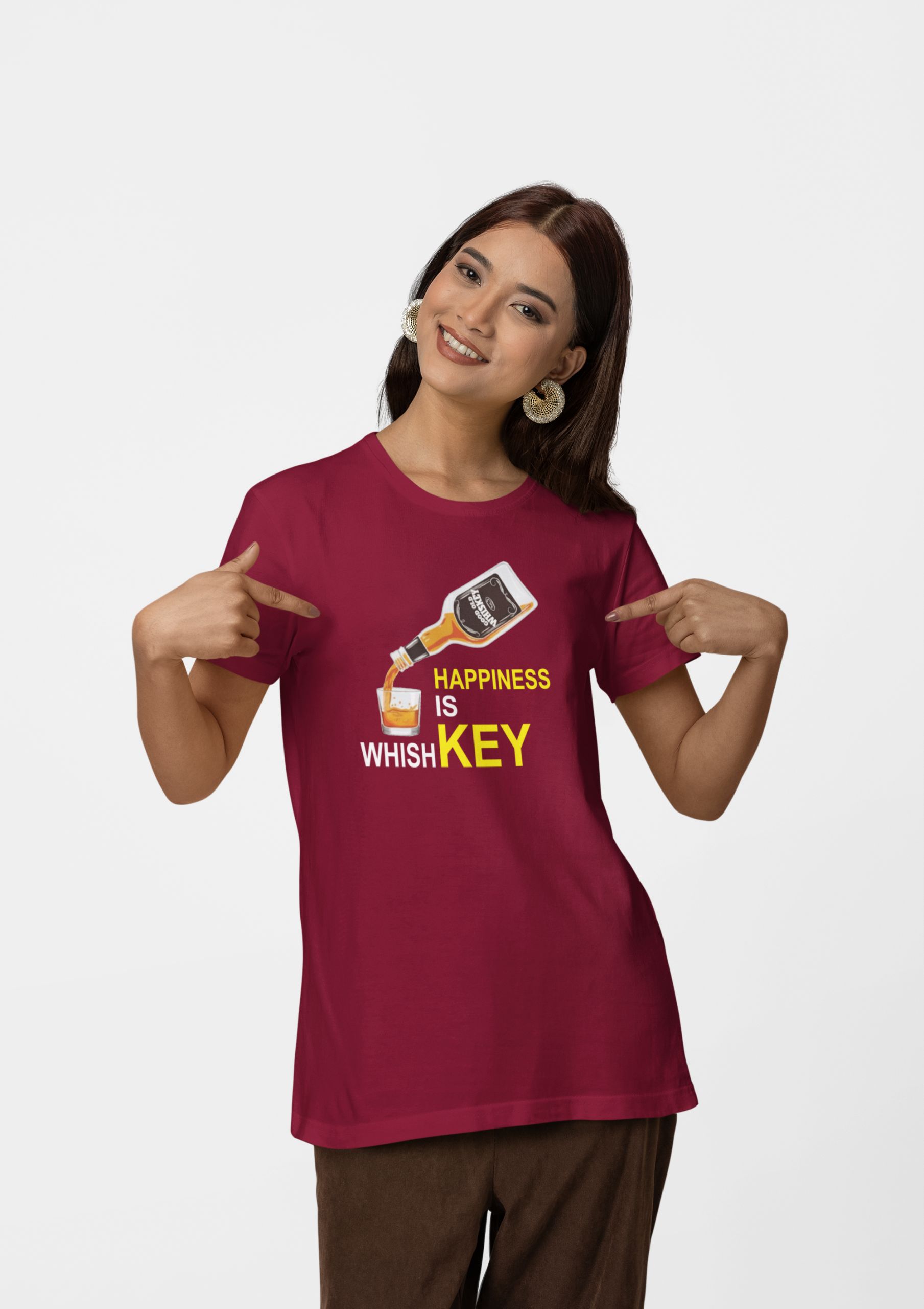 Happiness is whishkey premium cotton unisex t shirts On Sale - Image 2