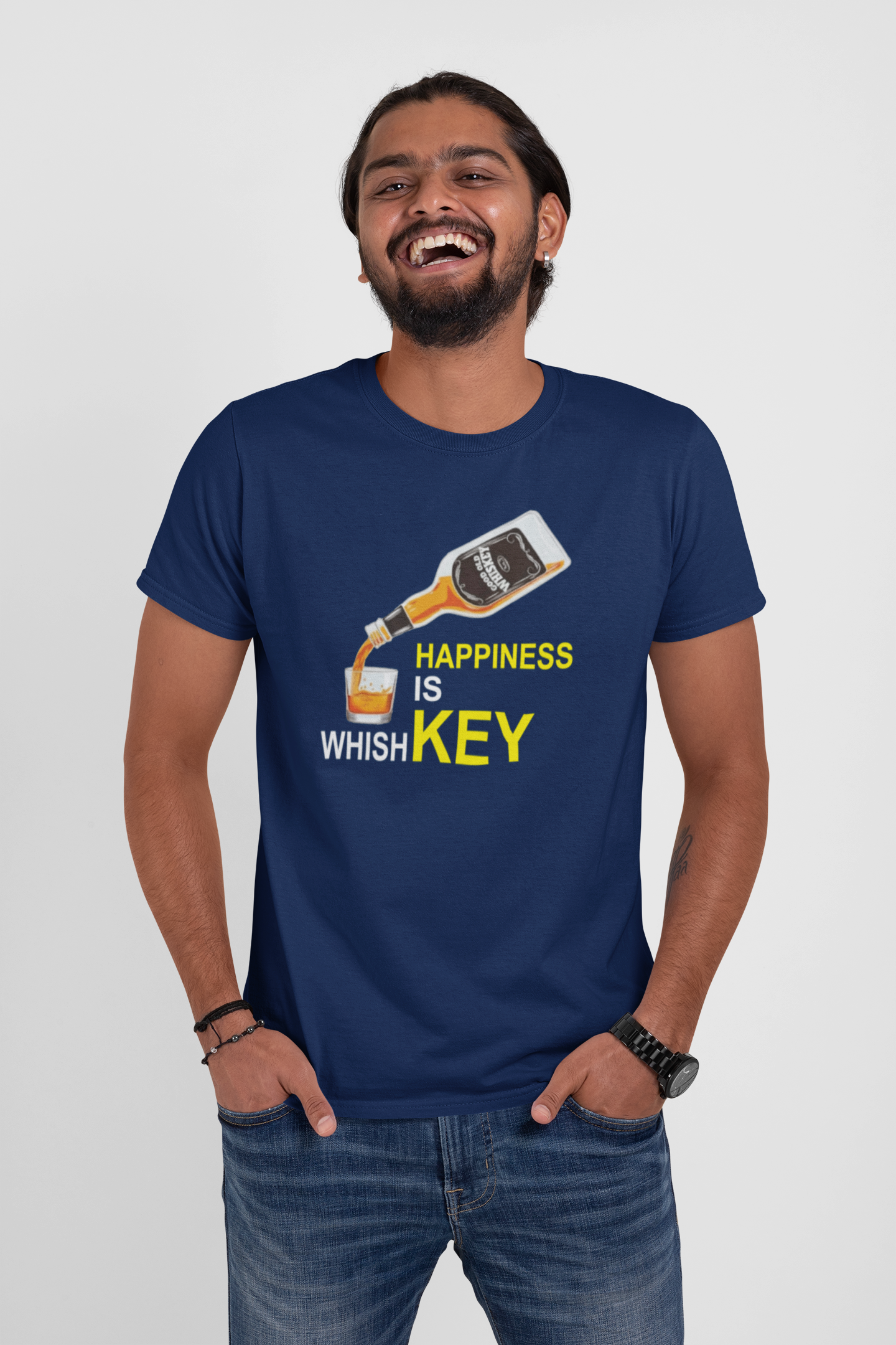 Happiness is whishkey premium cotton unisex t shirts On Sale - Image 3