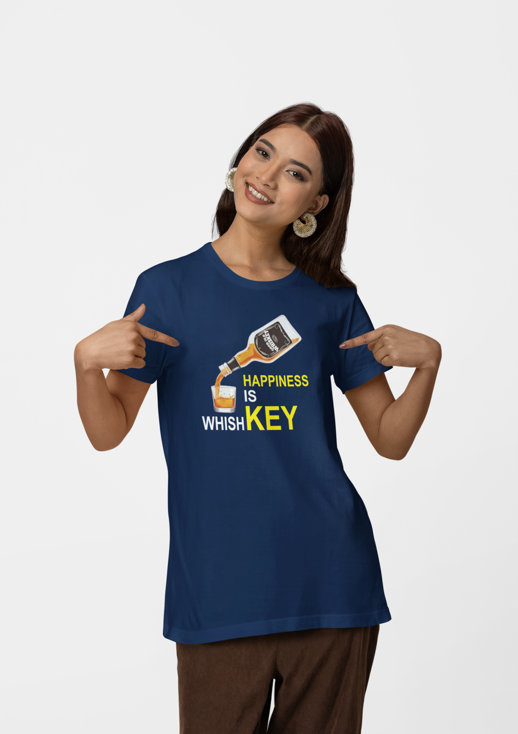 Happiness is whishkey premium cotton unisex t shirts On Sale - Image 4