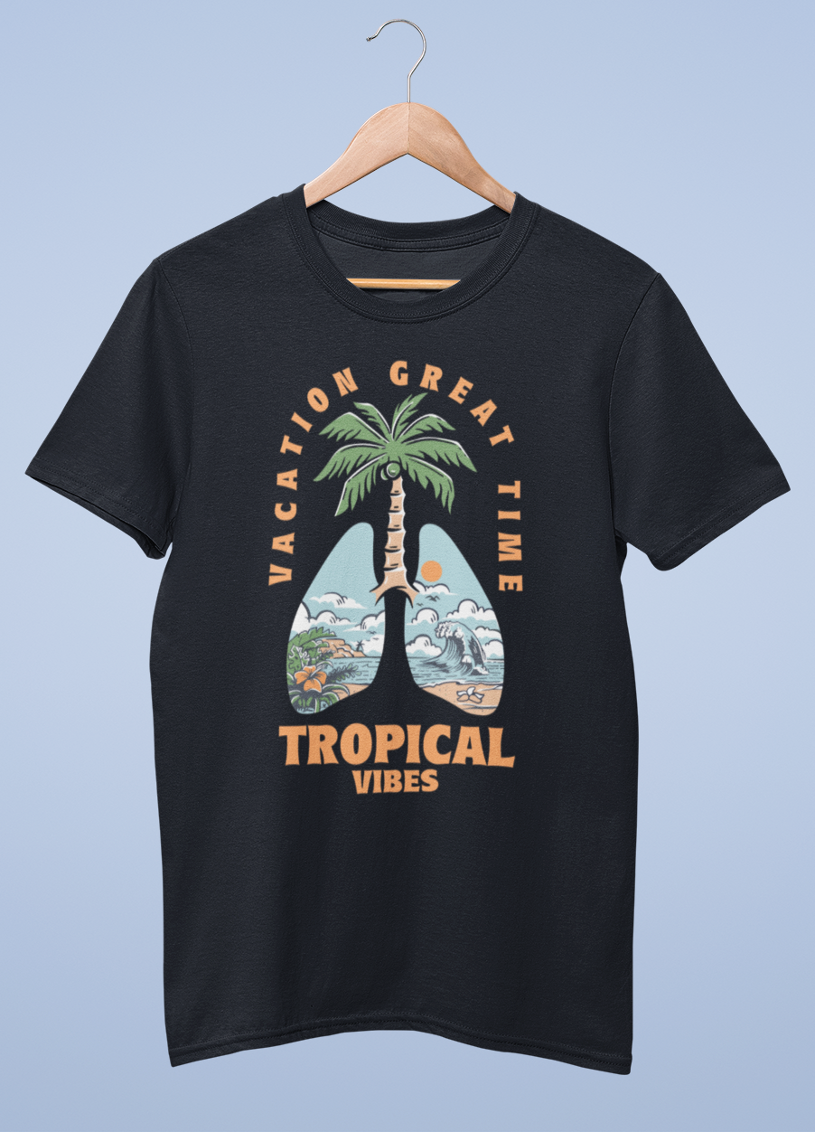 Vacation great time tropical vibes cotton half sleeve unisex t shirts - Image 8