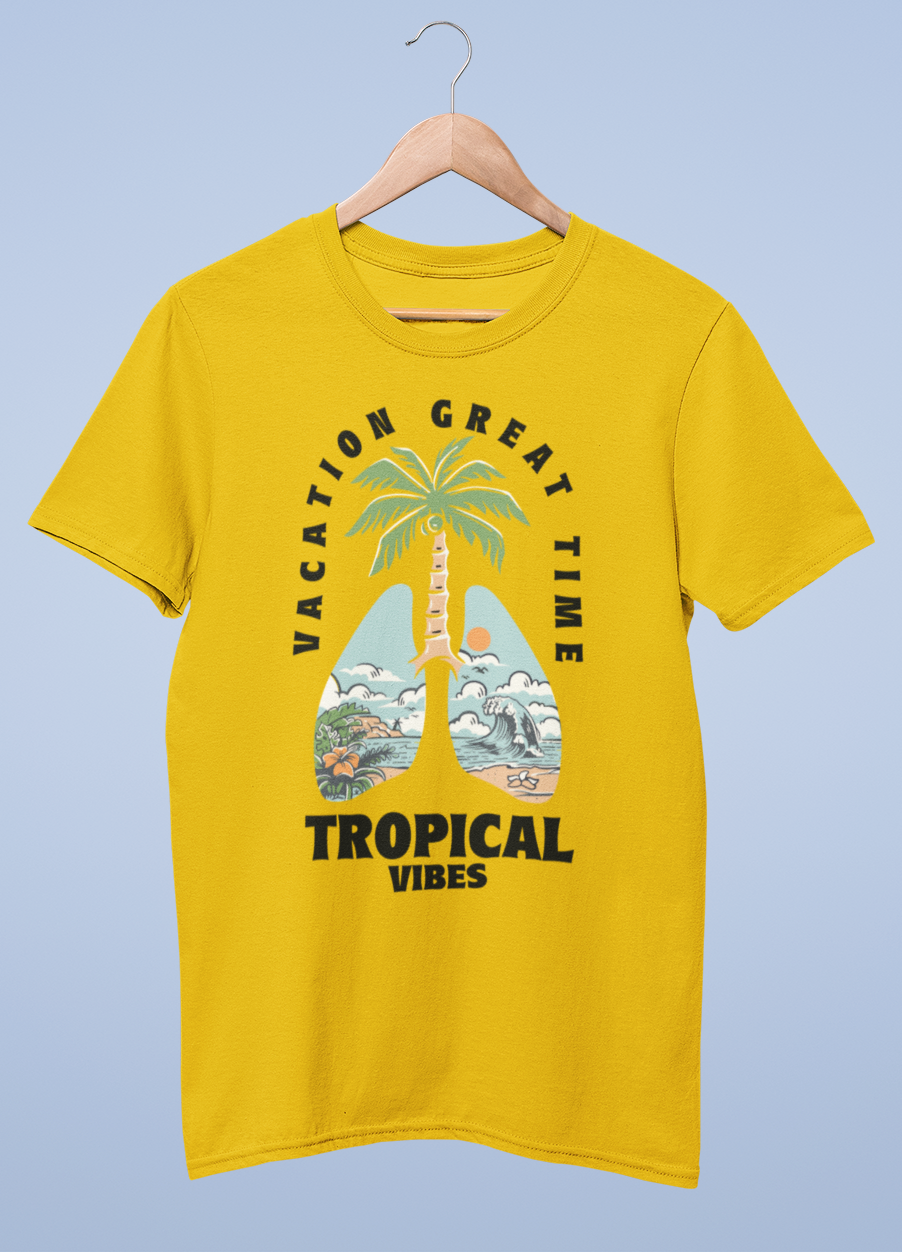 Vacation great time tropical vibes cotton half sleeve unisex t shirts - Image 3
