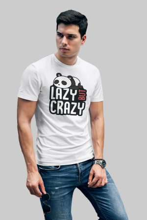 Lazy but crazy premium cotton half sleeve unisex T-shirts